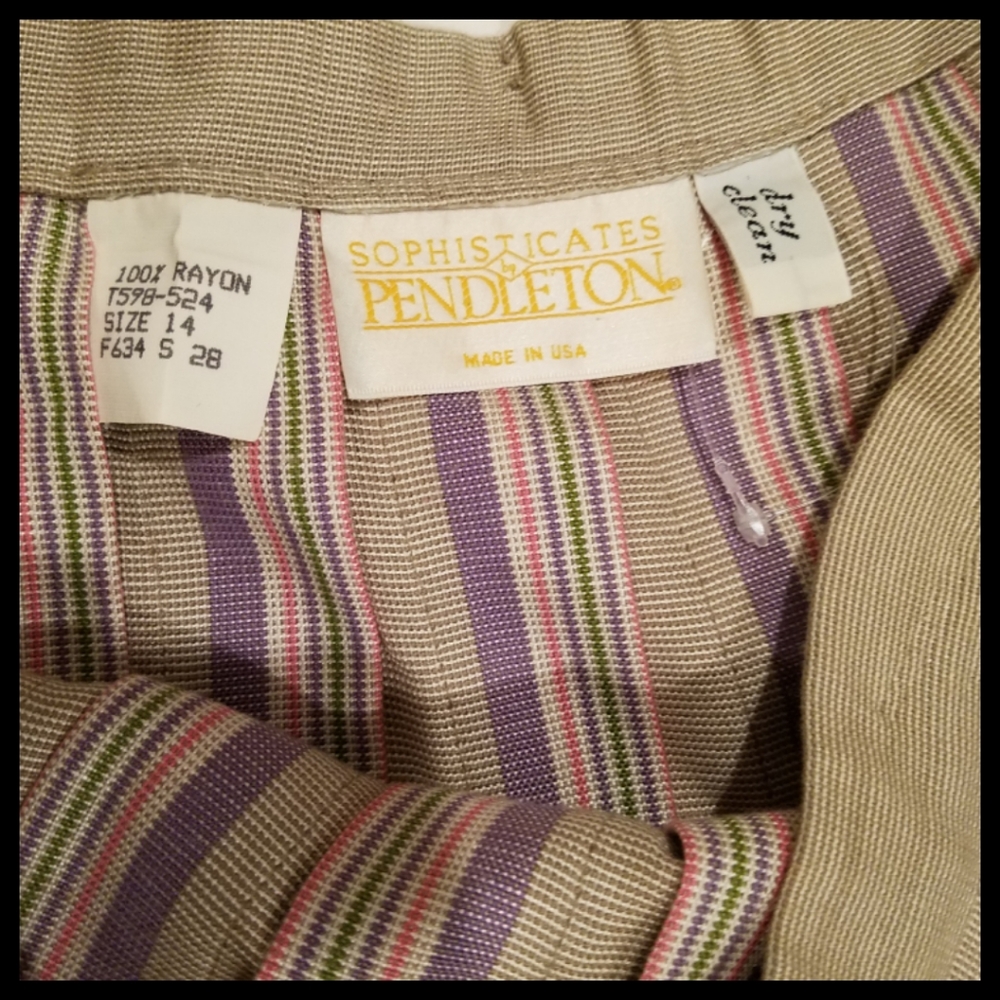 Pendleton Beige+Lavender Pleated Skirt - Picture 4 of 9
